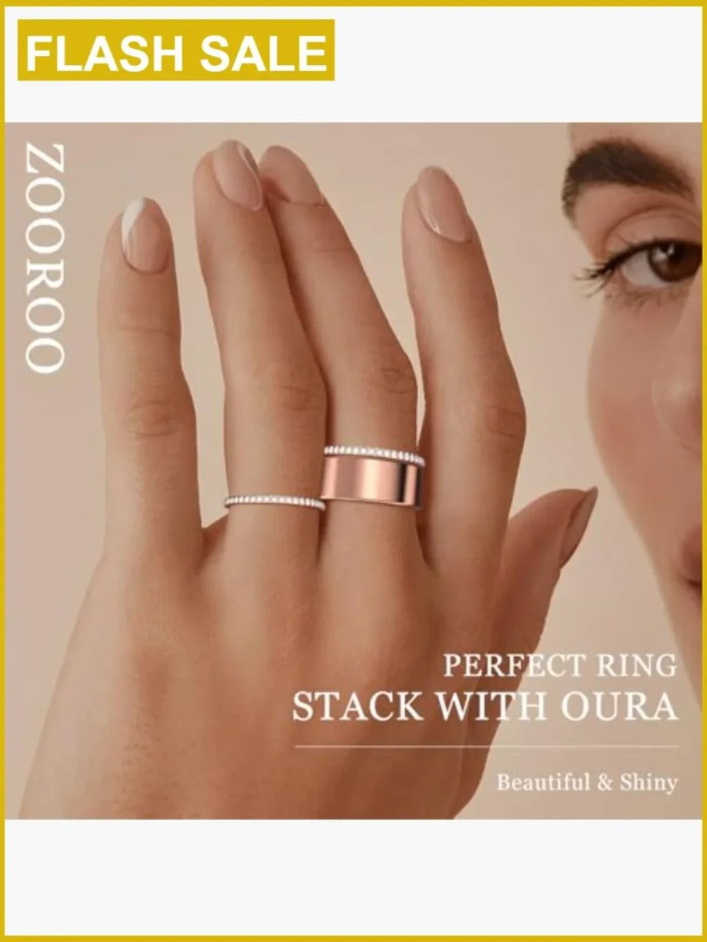 2 Pack 14k Gold Plated Stackable Bands Fit Oura Ring 4/5/3
